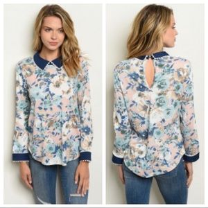 🔥SOLD🔥 Peach Floral Boutique Top Small